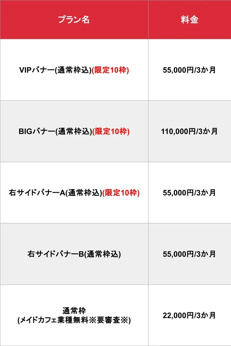 Tokyo Maid Guide_基本_料金表